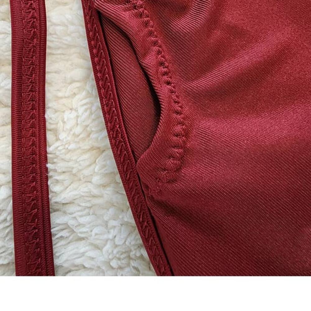 Aerie High Neck Bikini Crop Top Wine Burgundy Size Small - Picture 9 of 11